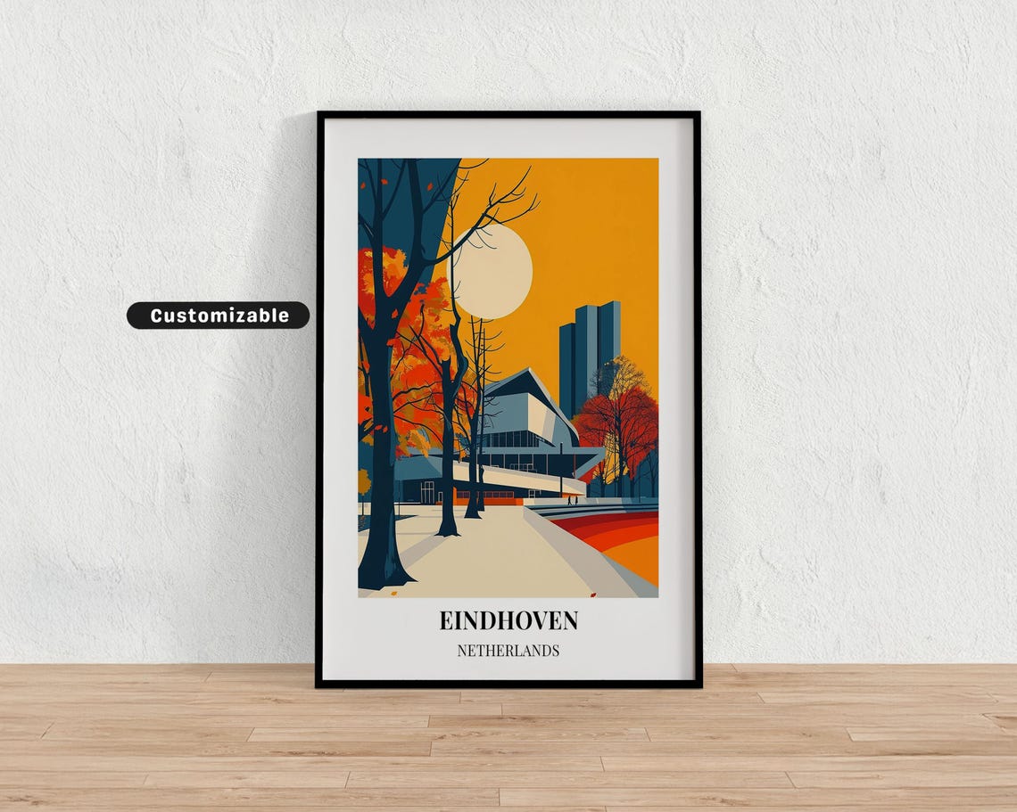 Eindhoven Netherlands Customizable Travel Poster Autumn Park Art