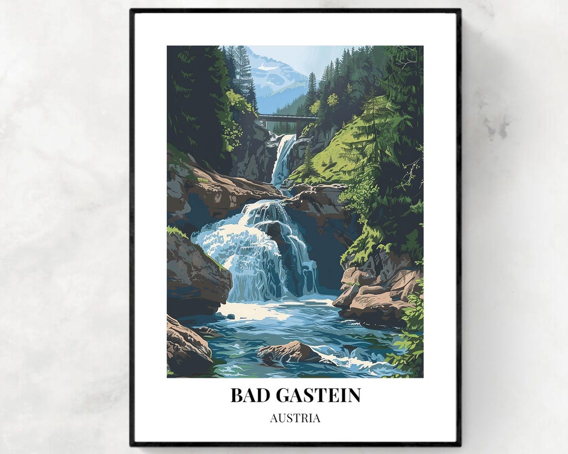 Bad Gastein Austria Summer Waterfall Alpine Mountain Stream Poster