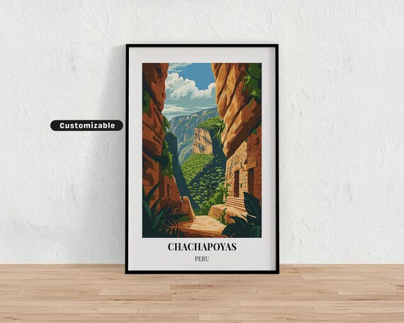 Chachapoyas Peru Canyon Ancient Ruins Cliff Travel Poster View