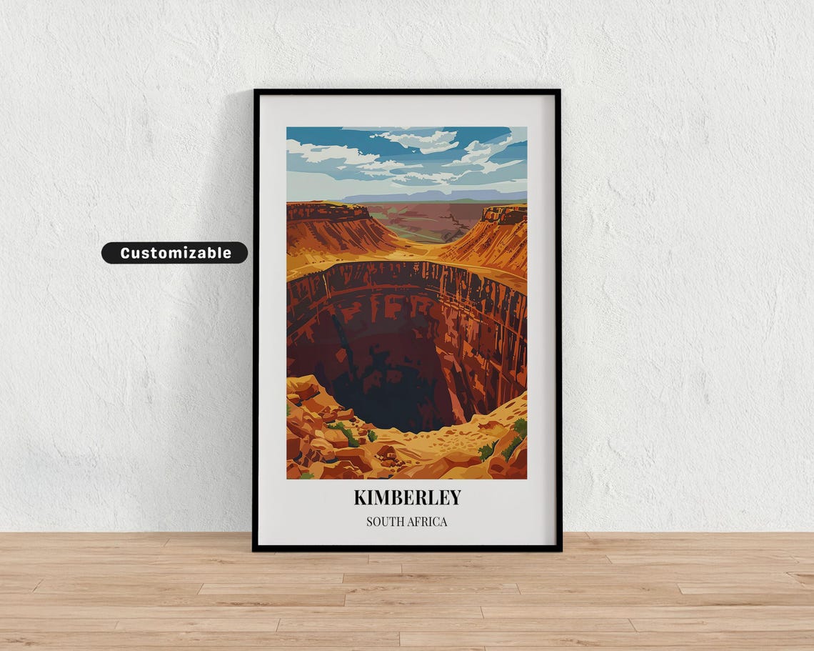 Kimberley South Africa Big Hole Travel Poster for Adventure Decor