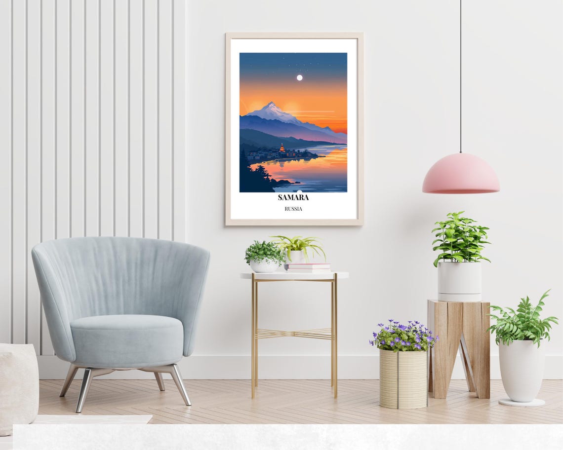 Volga River Embankment Travel Print Wall Art Samara Russia City Print Volga River Embankment Travel Gift Volga River Embankment Poster - Image 2