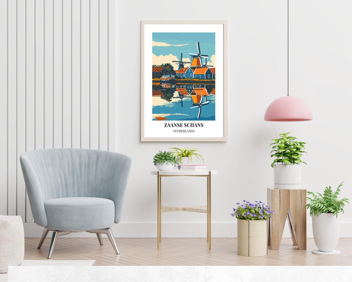 Traditional Dutch Village Travel Print Wall Art Zaanse Schans Netherlands City Print Traditional Dutch Village Travel Gift Travel Gift - Image 2
