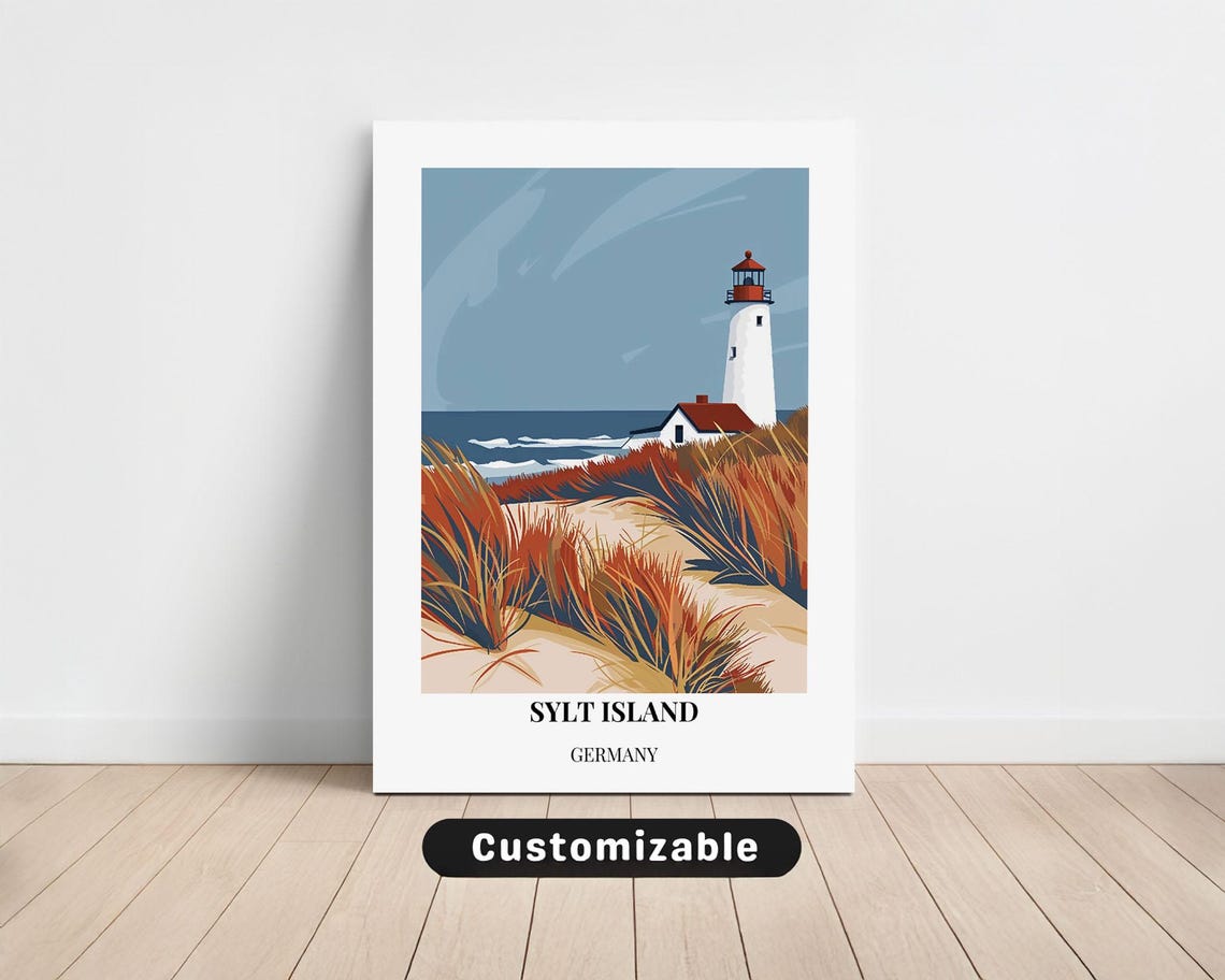 Sylt Island Germany Seaside Lighthouse Dunes Beach Travel Poster