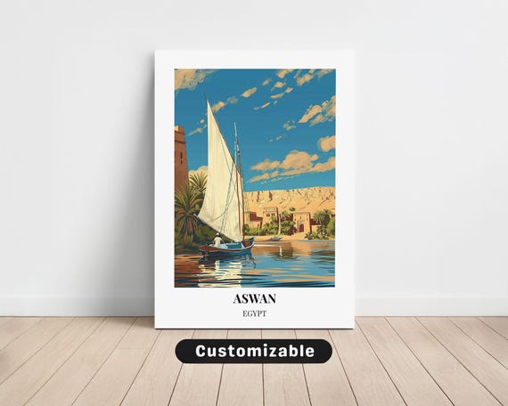 Aswan Egypt Travel Canvas Poster Custom Wall Art