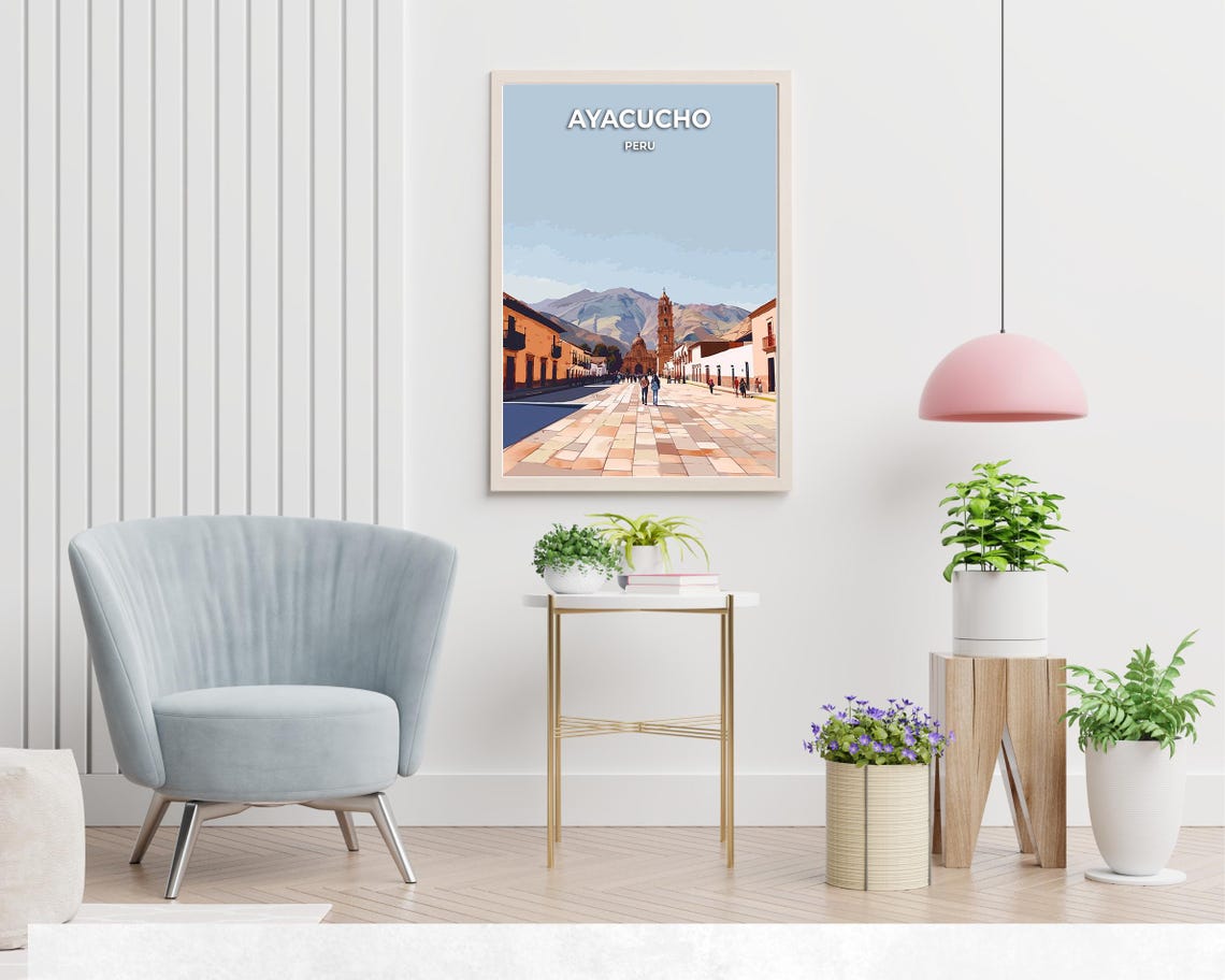 Bustling Plaza De Armas In Ayacucho Peru With Cathedral Tower Poster - Image 2