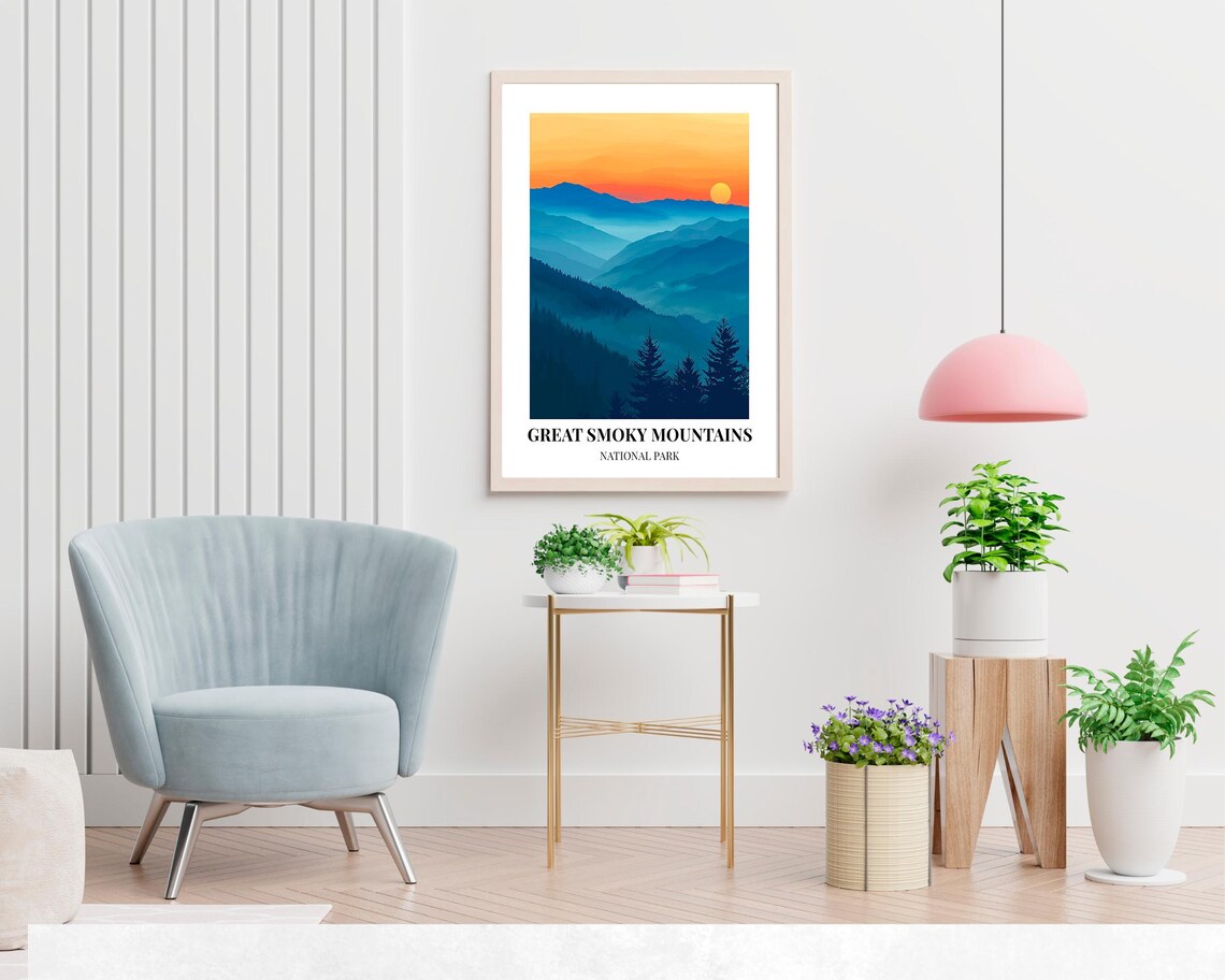 Great Smoky Mountains National Park Travel Print Wall Art Great Smoky Mountains National Park City Print Great Smoky Mountains - Image 2