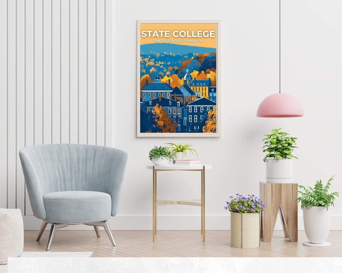 State College Pennsylvania Campus Sunset On Image Title Travel Poster - Image 2
