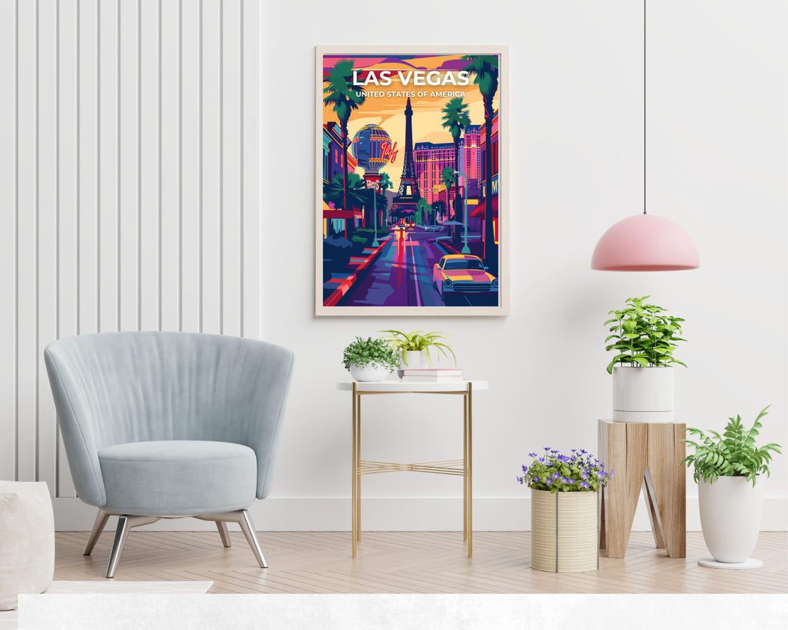 Las Vegas Travel Print Wall Art Las Vegas Nevada City Print Las Vegas Travel Gift Las Vegas City Poster Travel Gift - Image 2