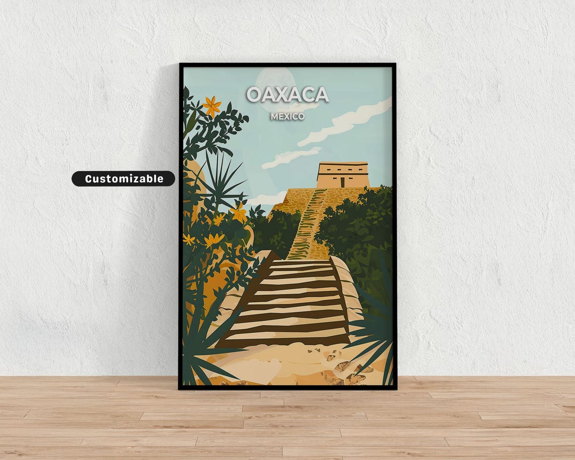 Oaxaca Mexico Travel Poster Custom Wall Art
