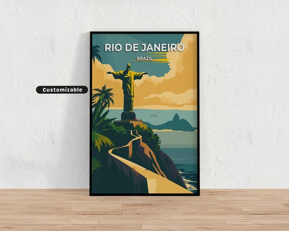 Rio De Janeiro Christ Redeemer Beach Sugarloaf Ocean View Travel Poster