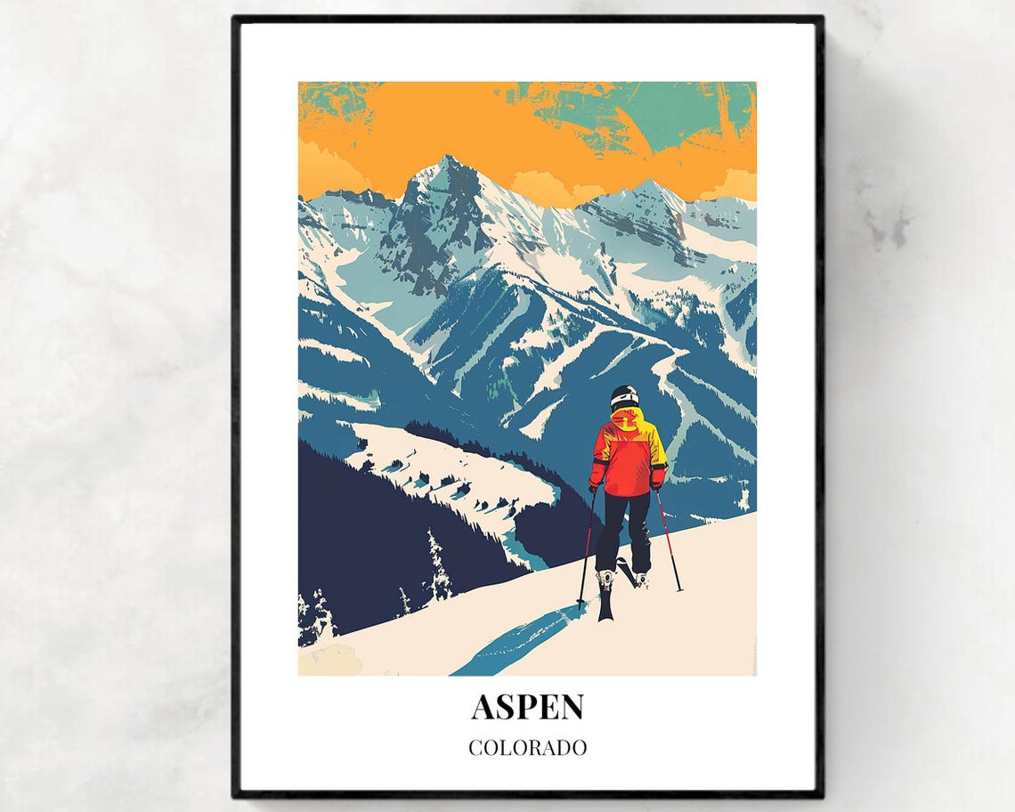 Aspen Colorado Travel Print Wall Art Aspen Colorado City Print Aspen Colorado Travel Gift Aspen Colorado Poster