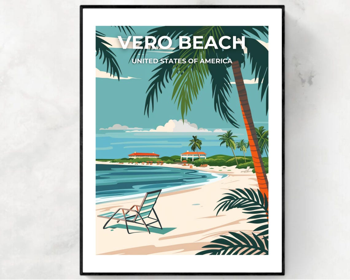 Vero Beach Palms Beach Resort Tropical Classic Travel Poster