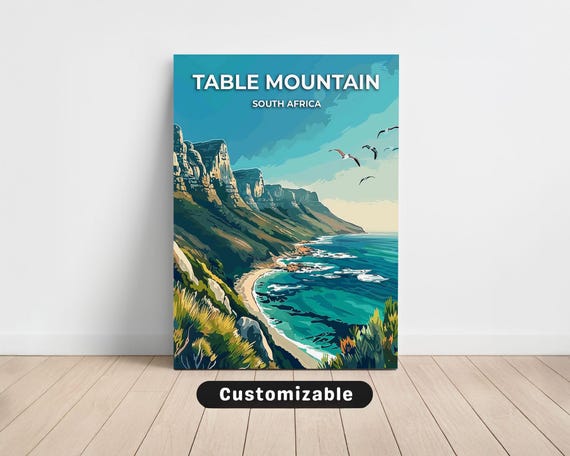 Table Mountain South Africa Travel Canvas Poster Custom Wall Art
