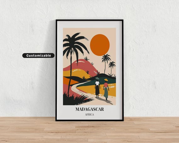 Madagascar Africa Travel Poster Custom Wall Art