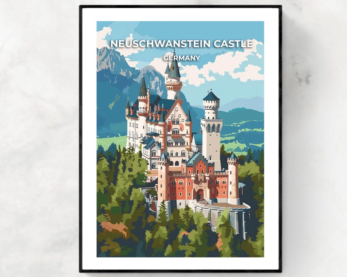Neuschwanstein Castle Germany Fairytale Palace Summer Poster
