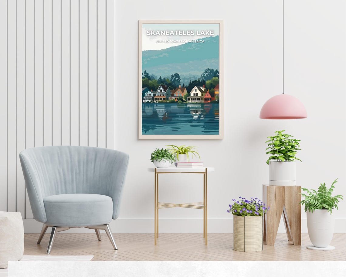Skaneateles Lake Travel Print Wall Art Skaneateles Lake New York City Print Skaneateles Lake Travel Gift Skaneateles Lake City Poster - Image 2