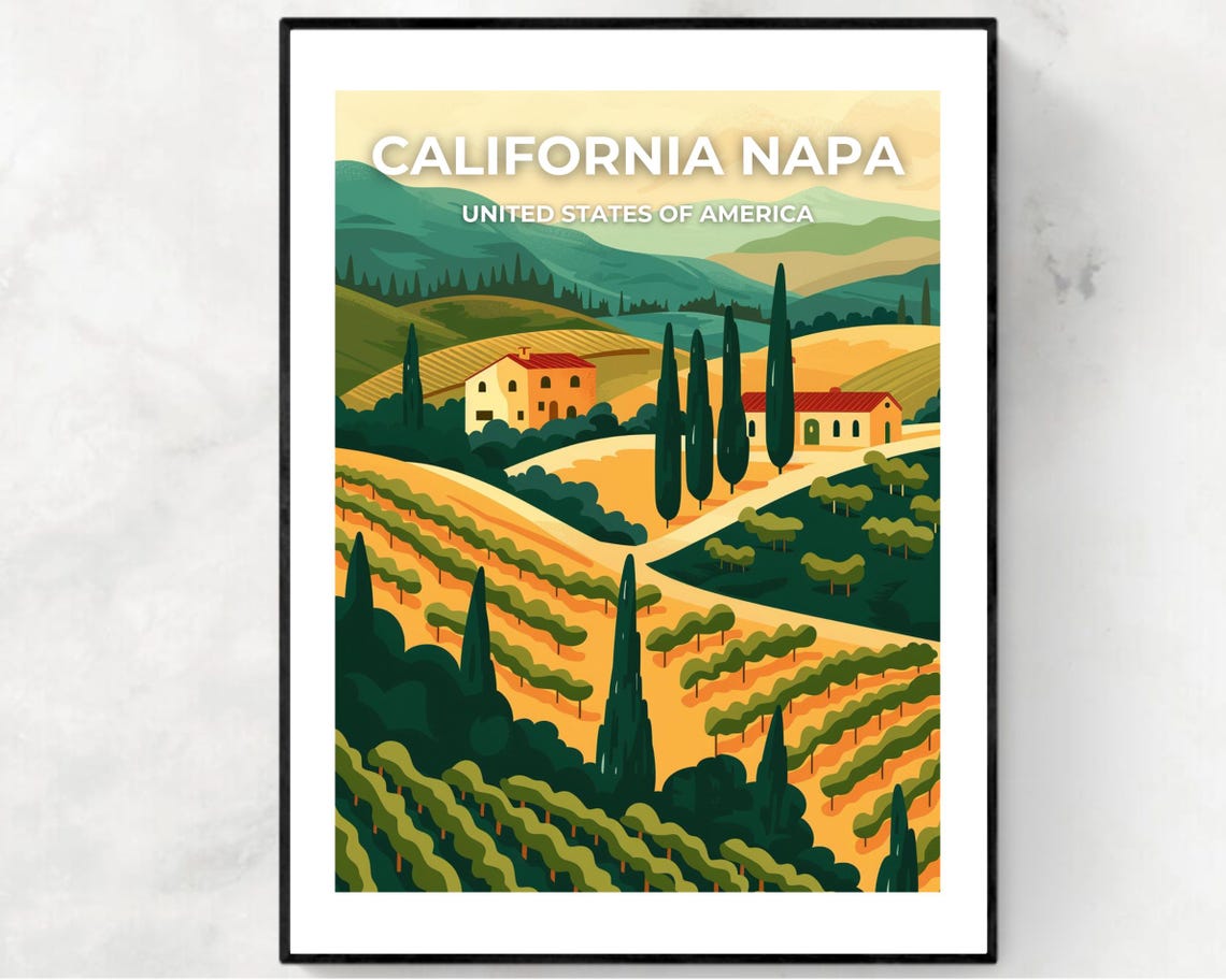 Napa Travel Print Wall Art Napa California City Print Napa Travel Gift Napa City Poster Travel Gift Napa Home Decor