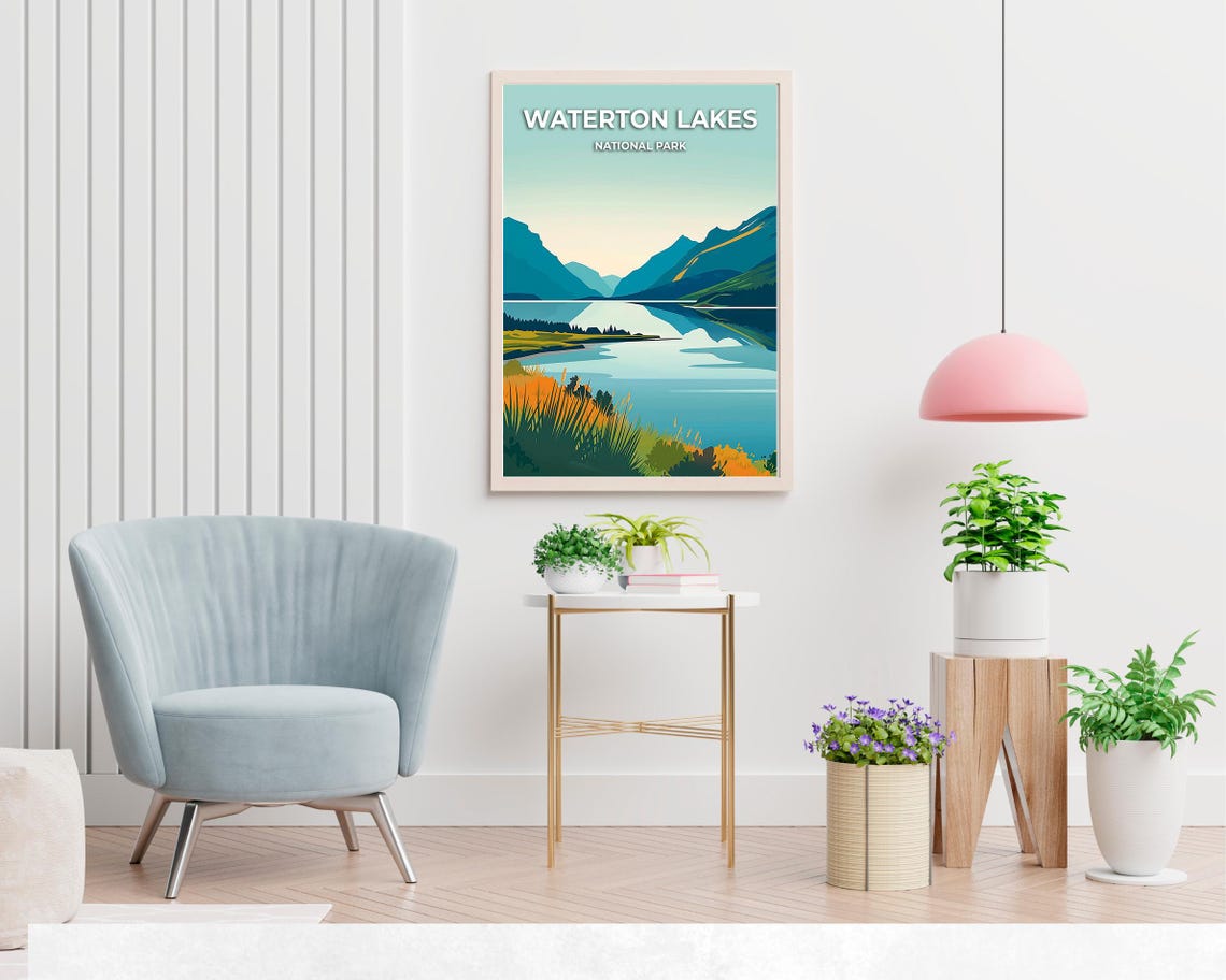 Waterton Lakes National Park Canada Travel Print Wall Art Waterton Lakes National Park City Print Waterton Lakes Waterton Lakes - Image 2