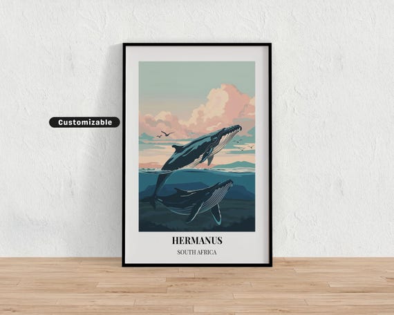 Hermanus South Africa Travel Poster Custom Wall Art