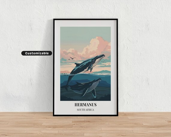 Hermanus South Africa Whale Watching Humpback Whale Travel Poster