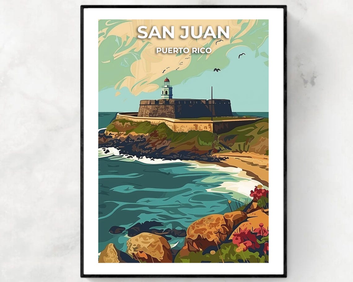 Castillo San Felipe Del Morro Travel Print Wall Art San Juan Puerto Rico City Print Castillo San Felipe Del Morro Travel Gift Wall Art