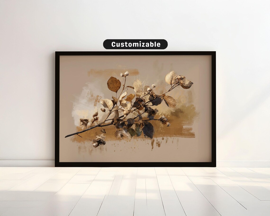 Dried Foliage Sketch, Neutral Minimal Art Print