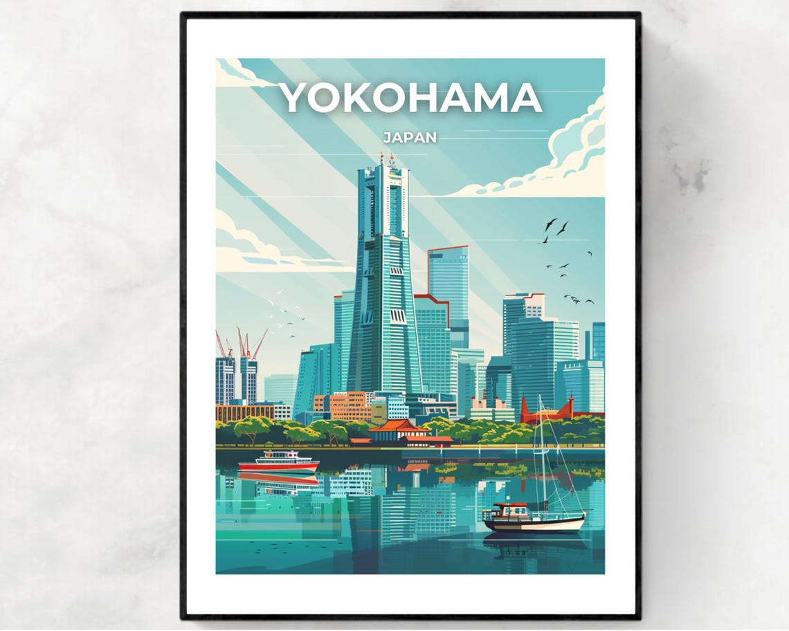Yokohama Landmark Tower Travel Print Wall Art Yokohama Japan City Print Yokohama Landmark Tower Travel Gift Wall Art
