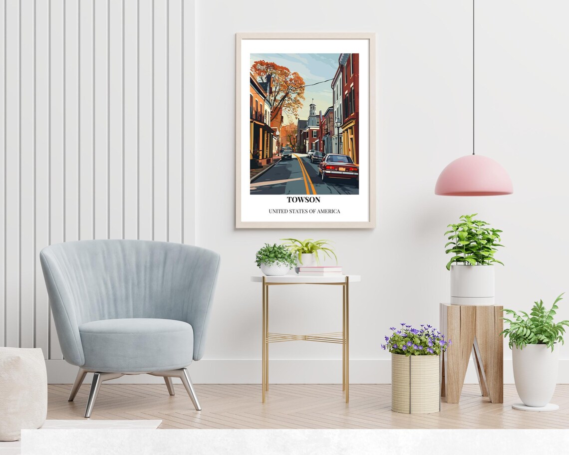 Towson Historic Downtown Autumn Street Vintage Travel Poster - Image 2