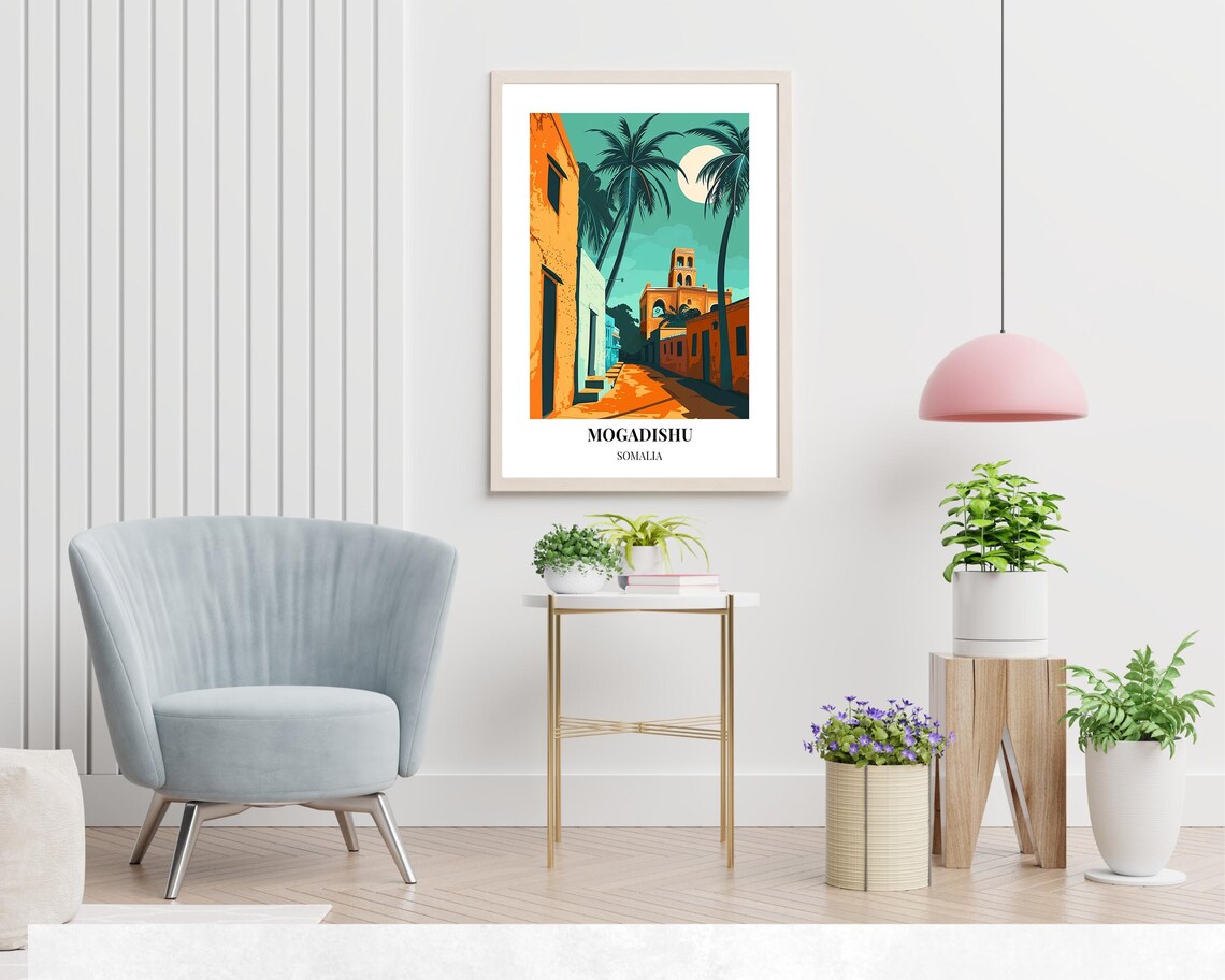 Mogadishu Somalia Moonlit Old Town Street Night Scene Travel Poster - Image 2