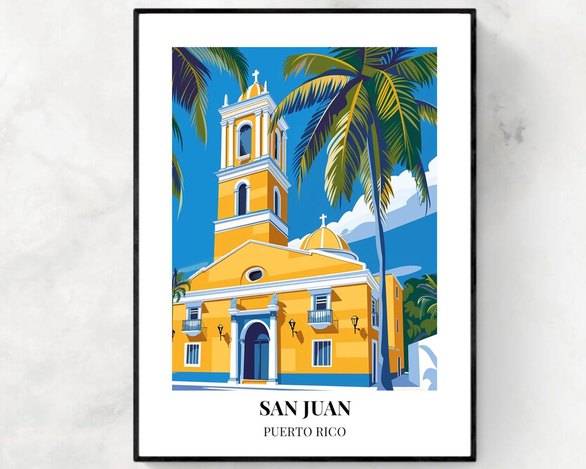 San Juan Bautista Cathedral Travel Print Wall Art San Juan Puerto Rico City Print San Juan Bautista Cathedral Travel Gift Travel Gift