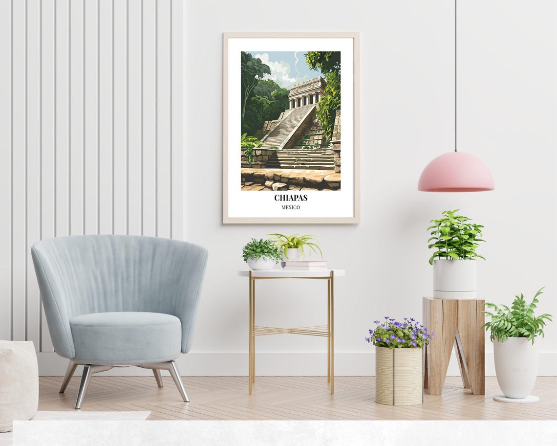 Chiapas Mexico Poster with Palenque Temple Grand Stone Staircase - Image 2