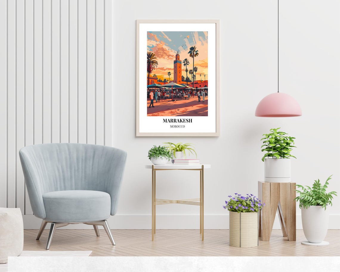 Marrakesh Koutoubia Minaret Square Sunset Morocco Travel Poster - Image 2