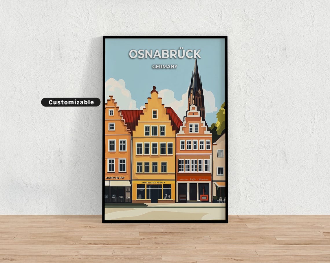 Osnabruck Germany Colorful Old Town Gabled Houses Travel Poster
