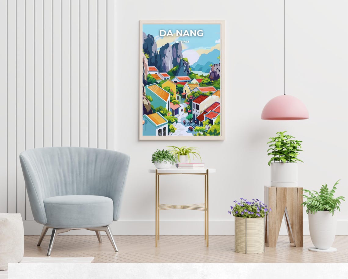 Da Nang Vietnam Marble Mountains Old Town Village Scene Poster - Image 2