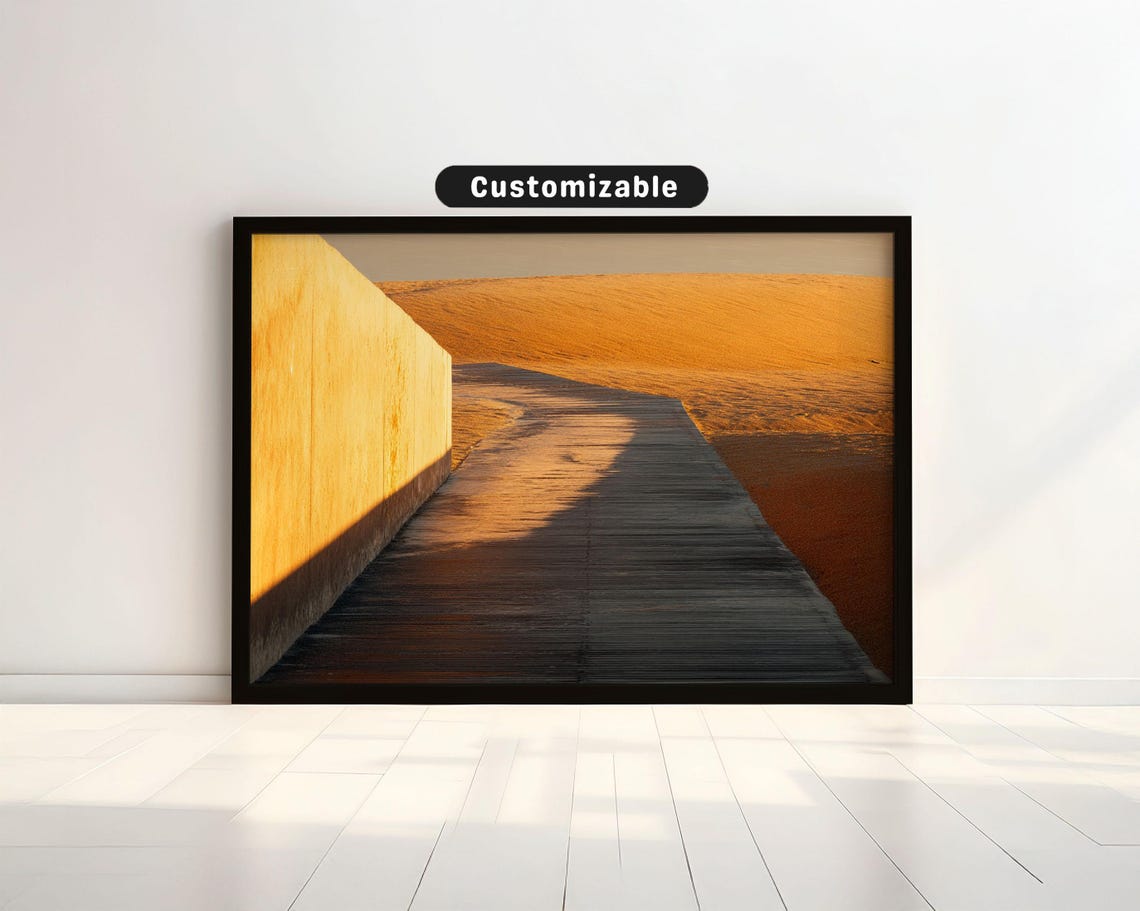 Golden Desert Dune Walkway Warm Minimal Landscape Photo Poster