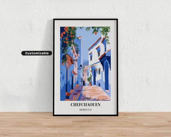 Chefchaouen Morocco Travel Poster Custom Wall Art