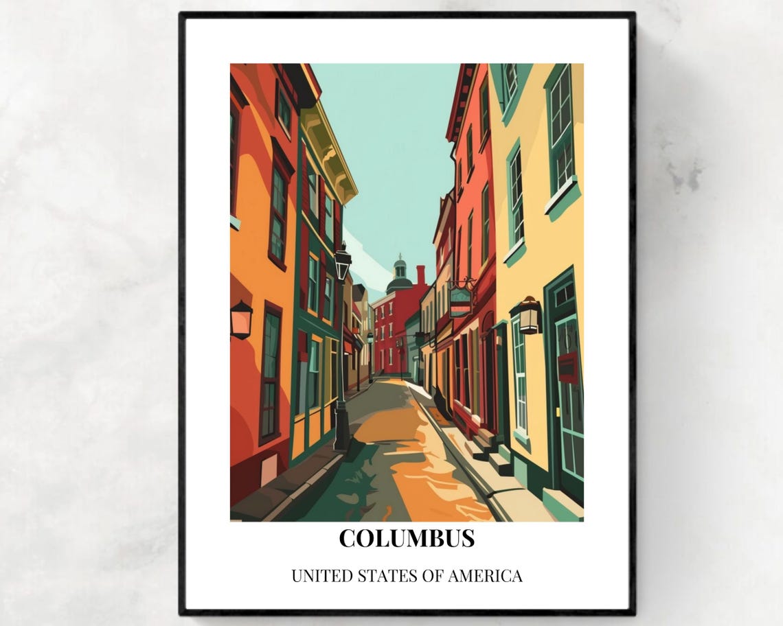 Columbus Travel Print Wall Art Columbus Ohio City Print Columbus Travel Gift Columbus City Poster Travel Gift