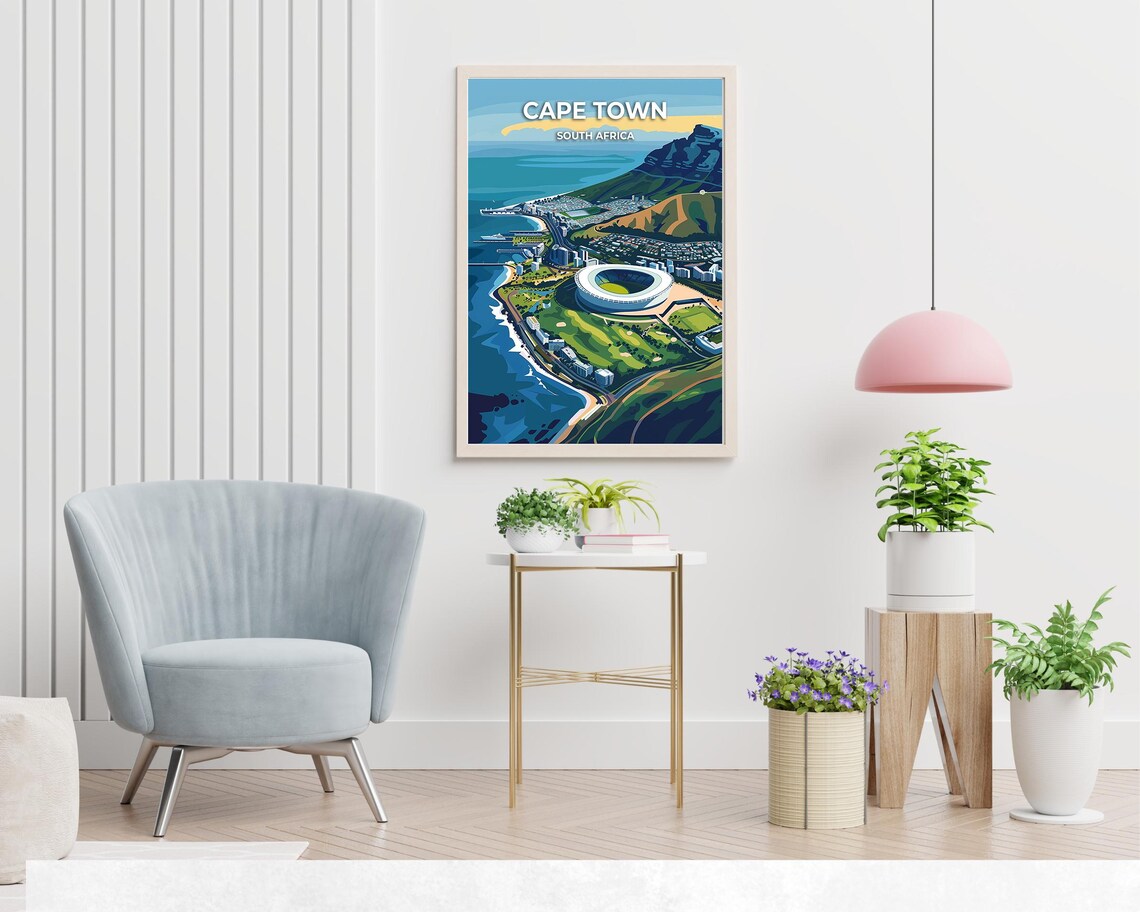 Cape Town Daytime Coastline Aerial View South Africa Travel Poster - Image 2