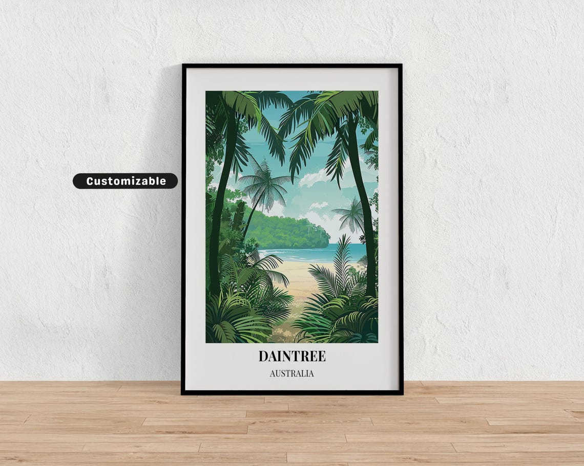 Daintree Australia Rainforest Palms Beach View Travel Poster