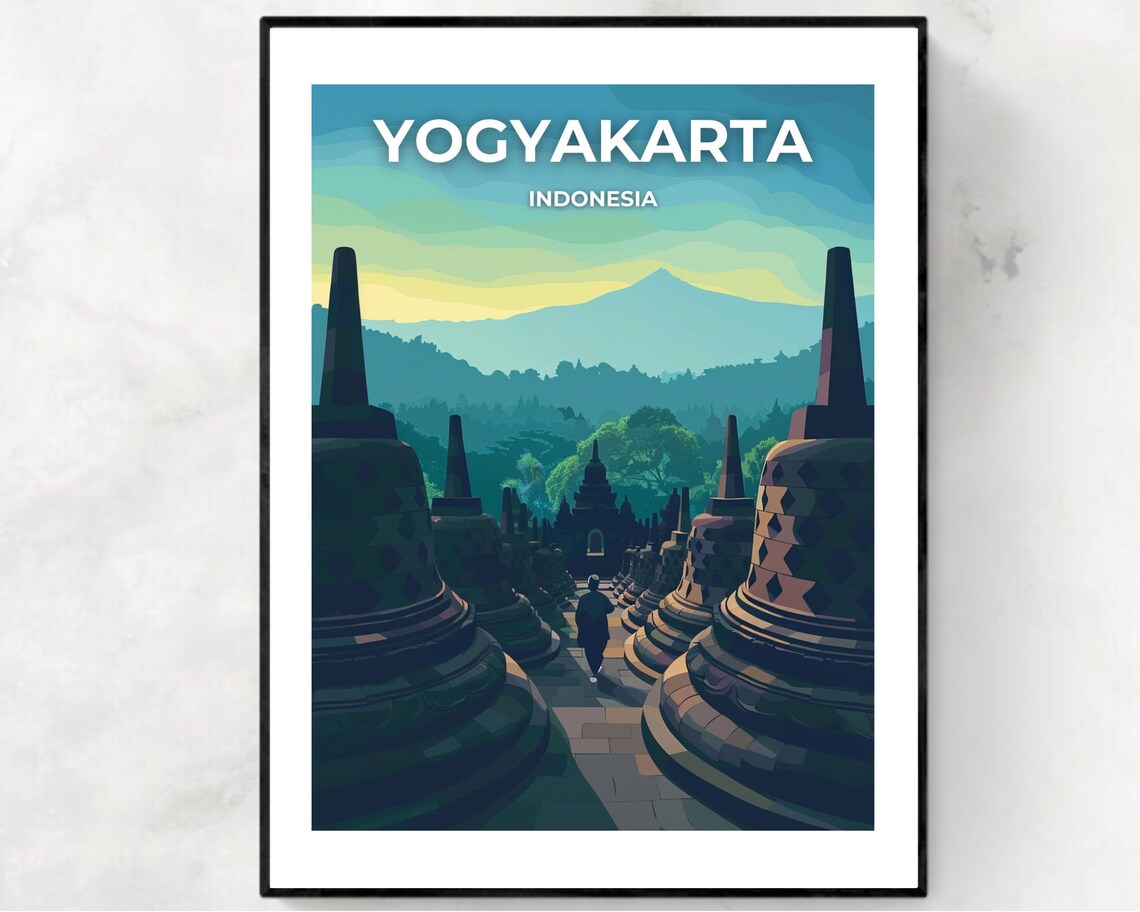 Borobudur Temple Travel Print Wall Art Yogyakarta Indonesia City Print Borobudur Temple Travel Gift Borobudur Temple Poster Wall Art