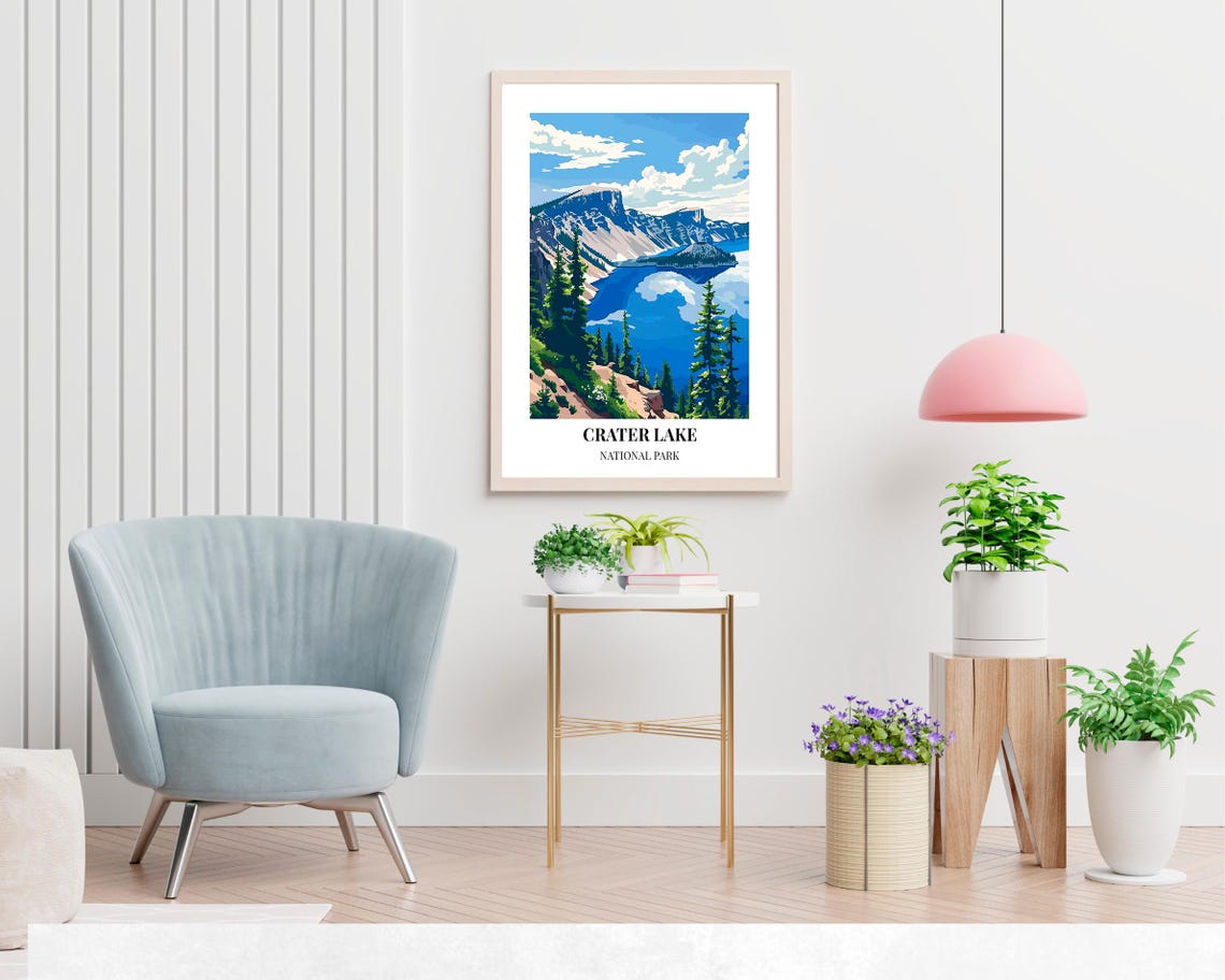 Crater Lake National Park Travel Print Wall Art Crater Lake National Park City Print Crater Lake National Park Travel Gift Wall Art - Image 2