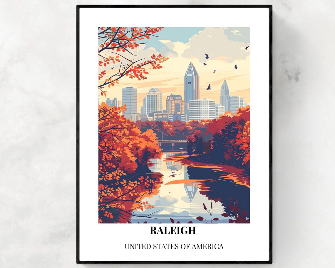 Raleigh United States Travel Print Wall Art Raleigh United States City Print Raleigh United States Travel Gift Raleigh Travel Gift