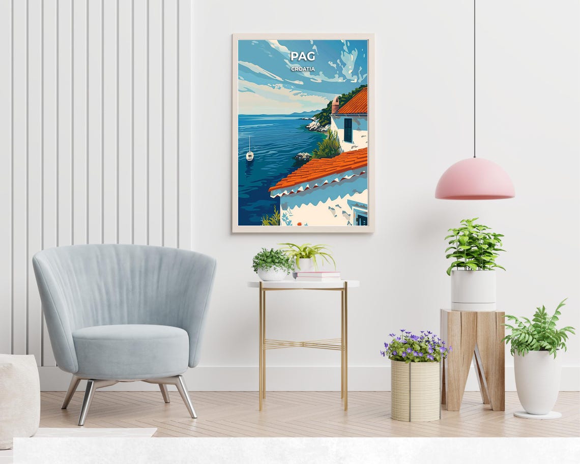 Zre Beach Travel Print Wall Art Pag Croatia City Print Zre Beach Travel Gift Zre Beach Poster Travel Gift - Image 2