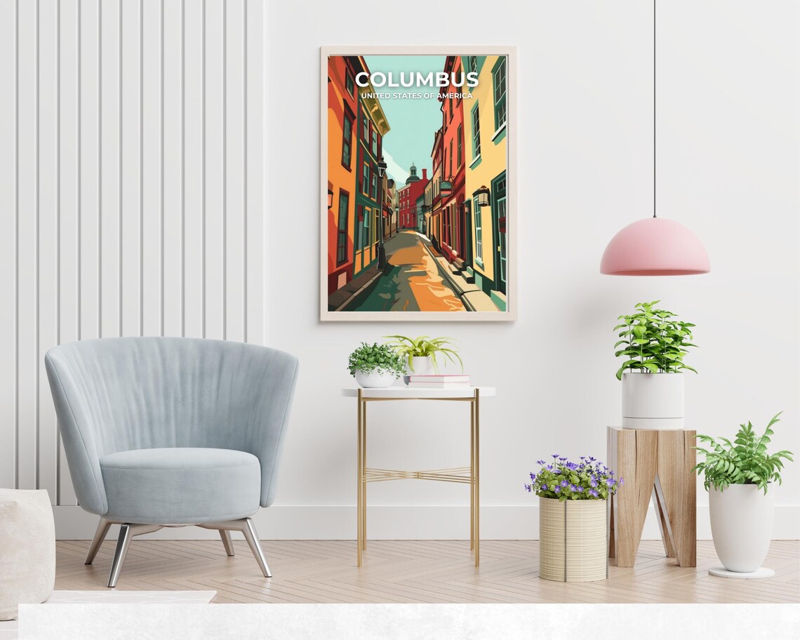 Columbus Travel Print Wall Art Columbus Ohio City Print Columbus Travel Gift Columbus City Poster Travel Gift - Image 2