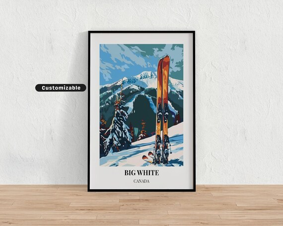 Big White Canada Ski Travel Poster Snowy Mountain Vintage Ski Art
