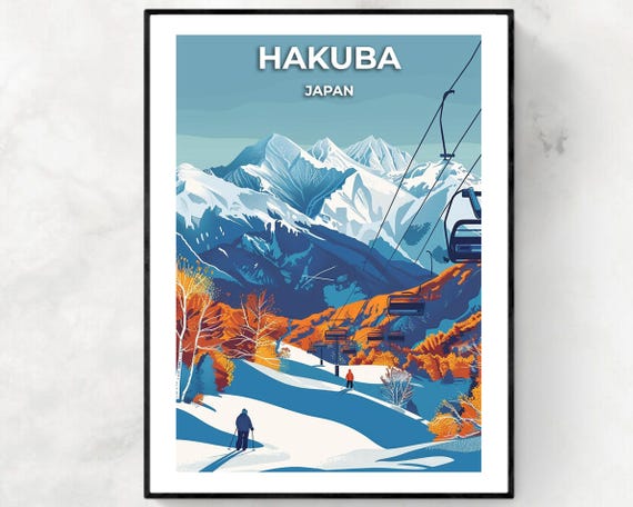 Hakuba Travel Print Japan Ski Resort Poster Ski Art Hakuba Ski Wall Art Alpine Decor