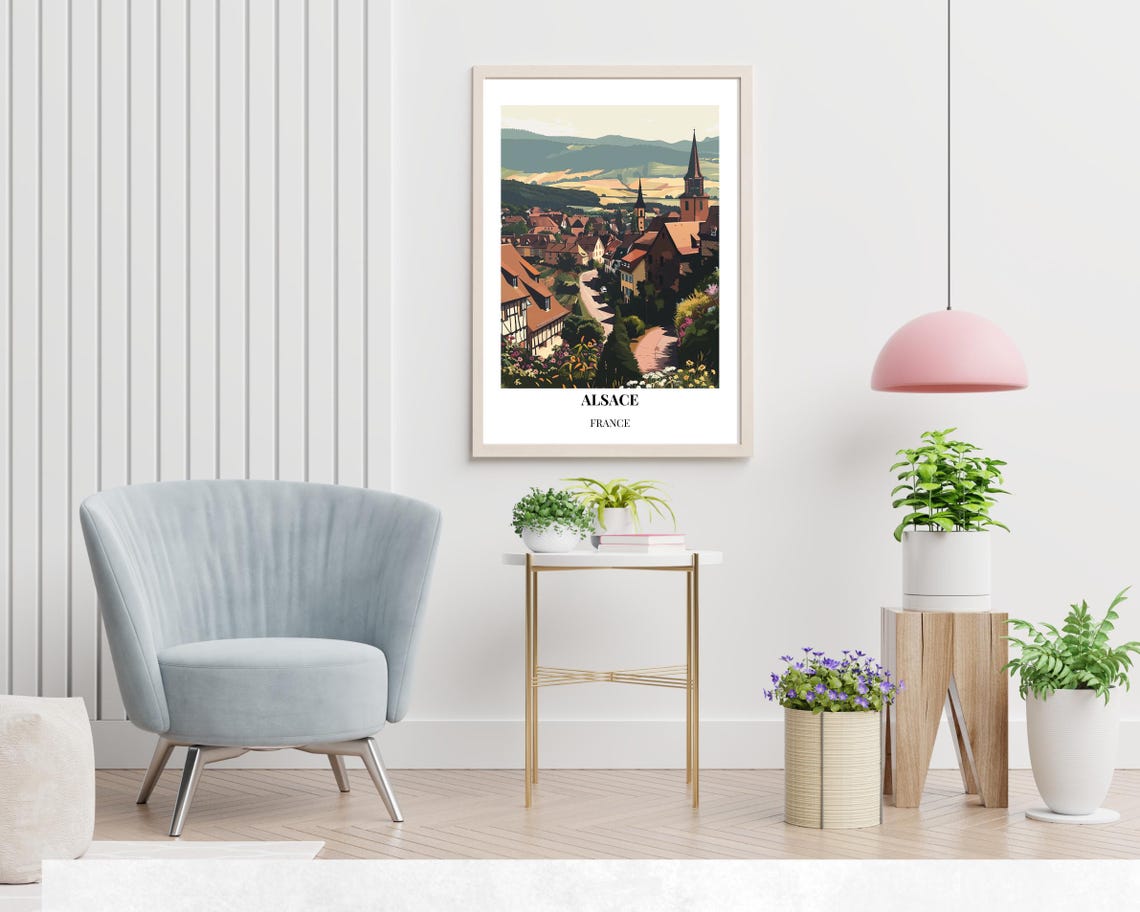 Alsace France Half Timbered Village Houses Countryside Travel Poster - Image 2