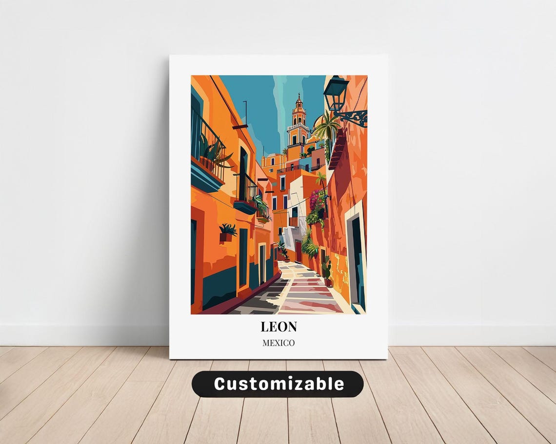 Leon Mexico Travel Canvas Poster Custom Wall Art