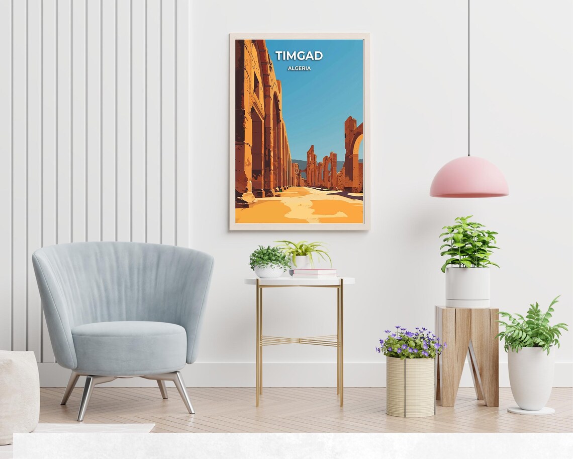 Timgad Algeria Roman Colonnade Street UNESCO Ruins Travel Poster - Image 2
