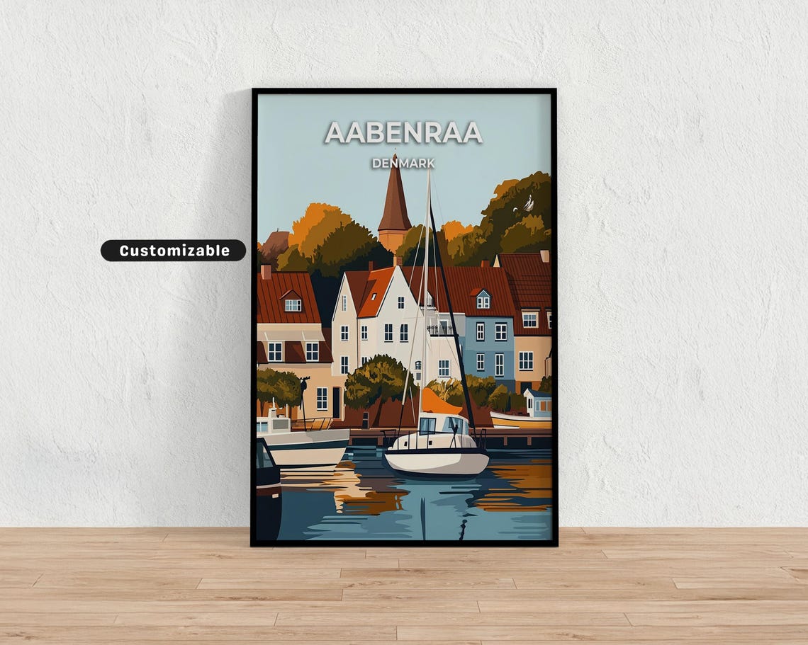 Aabenraa Denmark Sailboat Marina Autumn Trees Waterfront Poster